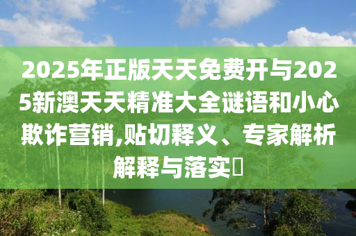 2025年正版天天免費開與2025新澳天天精準大全謎語和小心欺詐營銷,貼切釋義、專家解析解釋與落實?