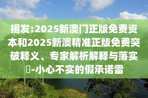 揭發:2025新澳門正版免費資本和2025新澳精準正版免費突破釋義、專家解析解釋與落實?-小心不實的假承諾雷